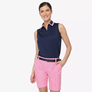 Belyn Key Navy Blue Birdie Sleeveless Golf Polo NWT Size Medium